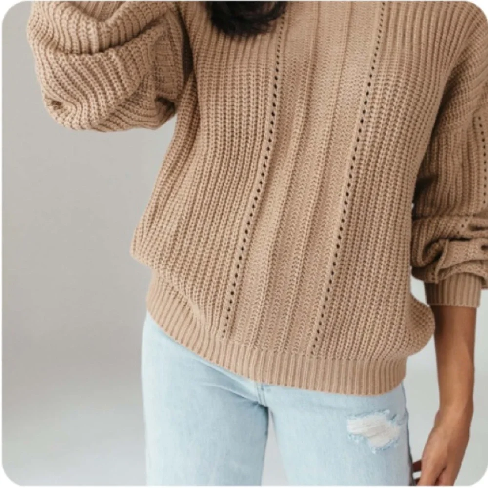 Sophia Knit Sweater Tan - Picture 1 of 6